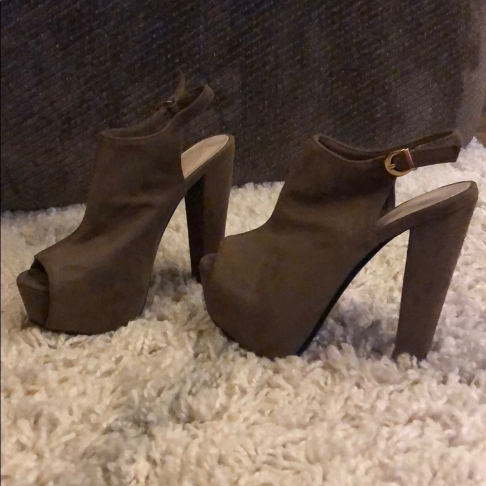 Taupe Suede Sling Back Pumps
